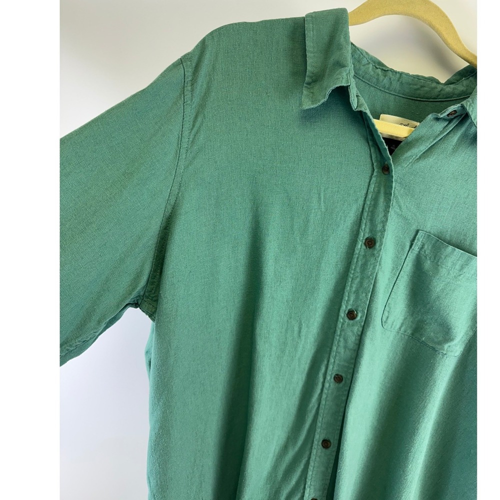 Universal Thread Button Down Green Linen Blend Relaxed Fit Long Sleeve Women XL - Picture 3 of 13
